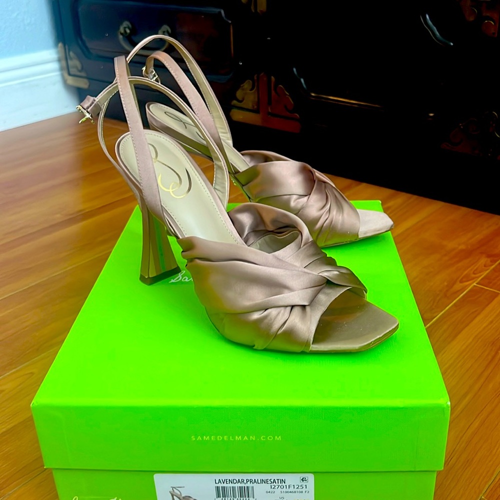 Sam Edelman Lavendar Strappy Heel - Praline Satin Sz 7.5 worn once